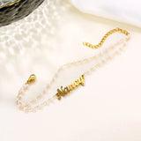 Personalized Stainless Steel Name Pearl Bracelets Couples