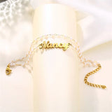 Personalized Stainless Steel Name Pearl Bracelets Couples