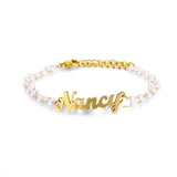 Personalized Stainless Steel Name Pearl Bracelets Couples