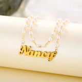 Personalized Stainless Steel Name Pearl Bracelets Couples