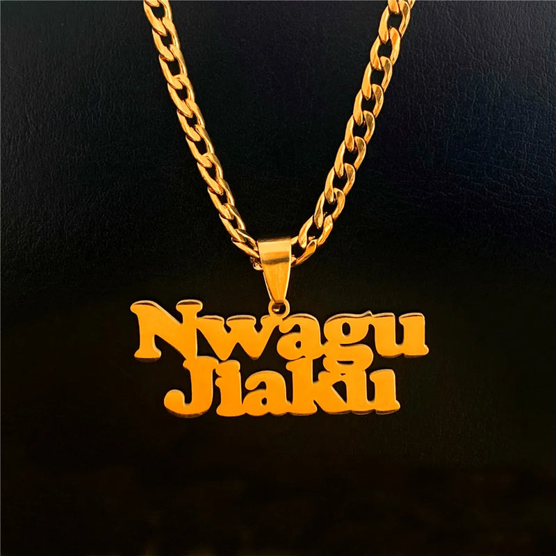 Custom Stainless Steel Name Necklace with 5mm Cuban Chain