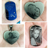 Heart Love Engrave Photo Name Necklace Personalized Stainless Steel Name Pendant