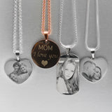 Heart Love Engrave Photo Name Necklace Personalized Stainless Steel Name Pendant