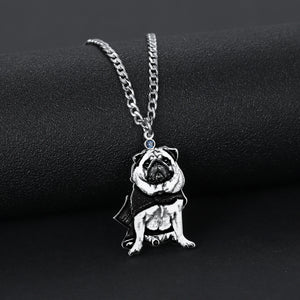 Pet Engraved Photo Stainless Steel Necklace Personalized Birthstone Jewelry