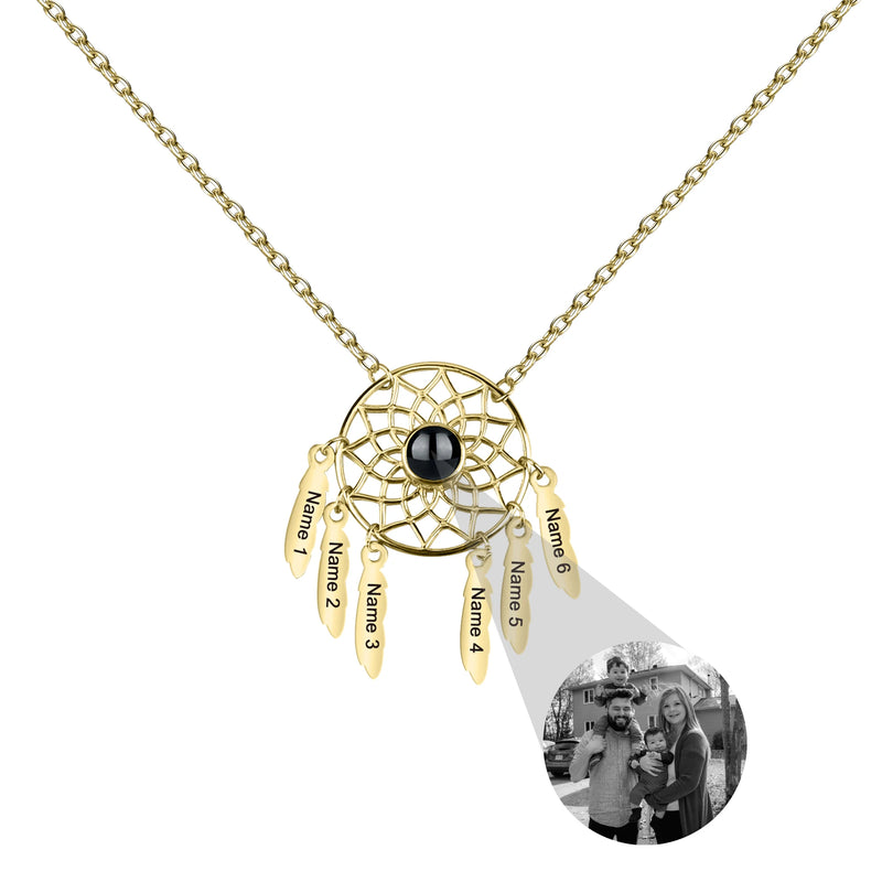 Custom Dream Catcher Pendant Necklace with Personalized Family Picture