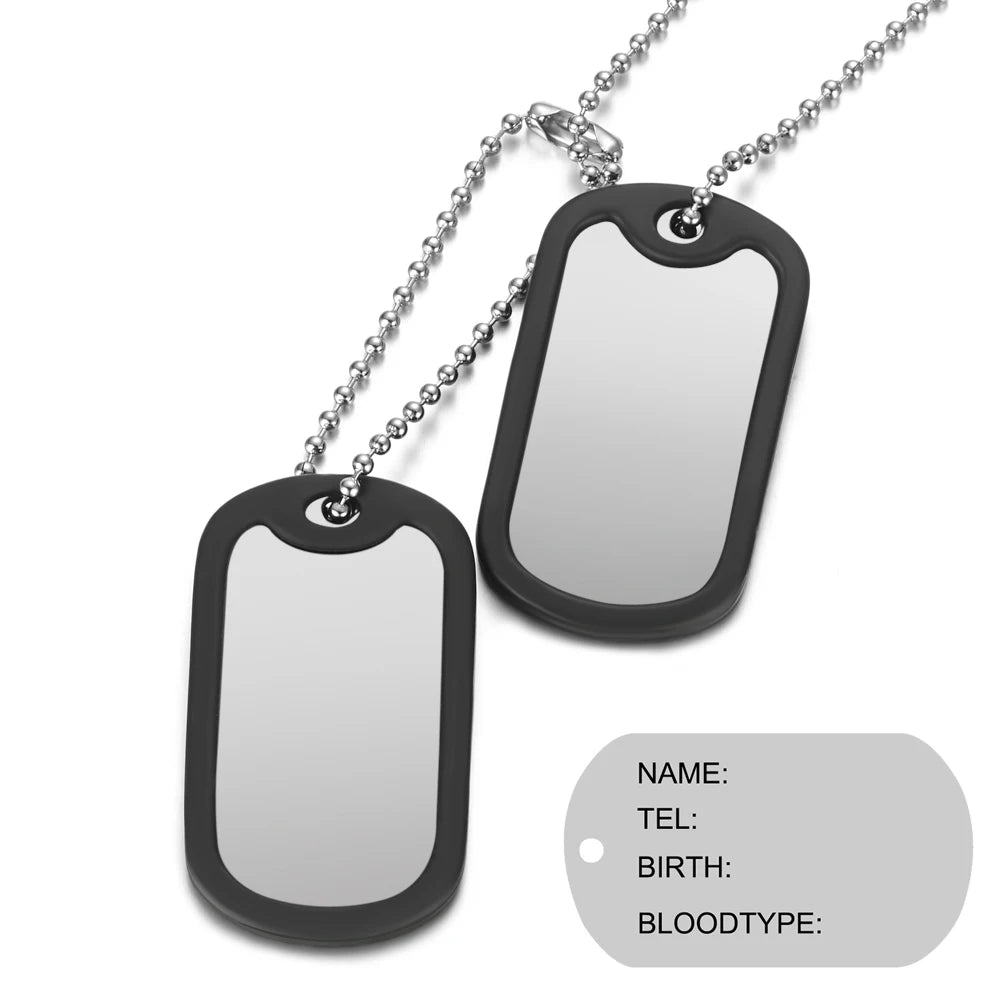 Custom Military Army Name Necklace Stainless Steel Dog Tags