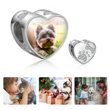 Heart Beads with CZ Paw & Bon Charms Bracelet Gift