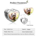 Heart Beads with CZ Paw & Bon Charms Bracelet Gift