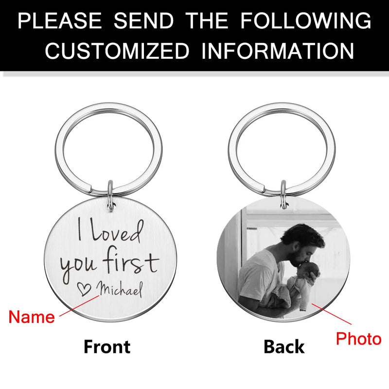 Custom Name Stainless Steel Keychain, Newborn Boys Girls Anniversary Keyring