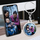 Silver Heart-Shaped Photo Keychain for Mothers