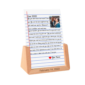 Personalized Love Letter Wood Frame - Custom Message for Couple Anniversary