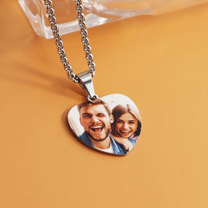 Photo Necklace Engraved Sound Wave Necklace Heart Pendant