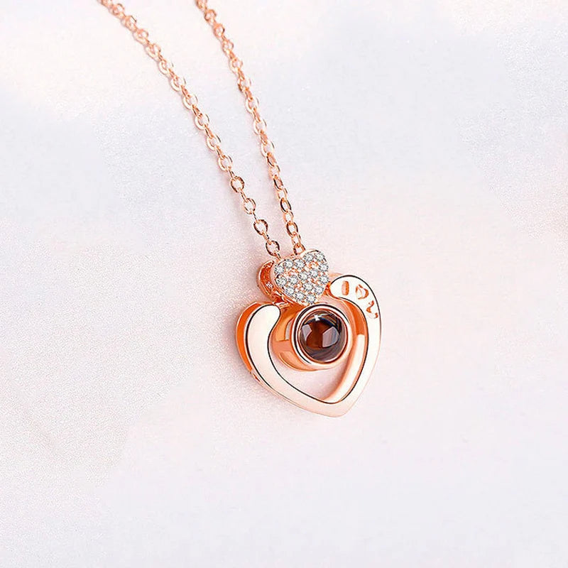 Photo Projection Necklace Heart Charm Personalized Gift