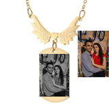 Angel Wing Photo Necklace Choker Stainless Steel Personalized