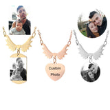 Angel Wing Photo Necklace Choker Stainless Steel Personalized