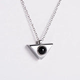 Triangle Pendant Photo Projection Necklace for Couples