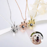 Cat Paw Palm Print Stainless Steel Necklace Pet Animal Photo