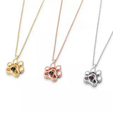 Cat Paw Palm Print Stainless Steel Necklace Pet Animal Photo