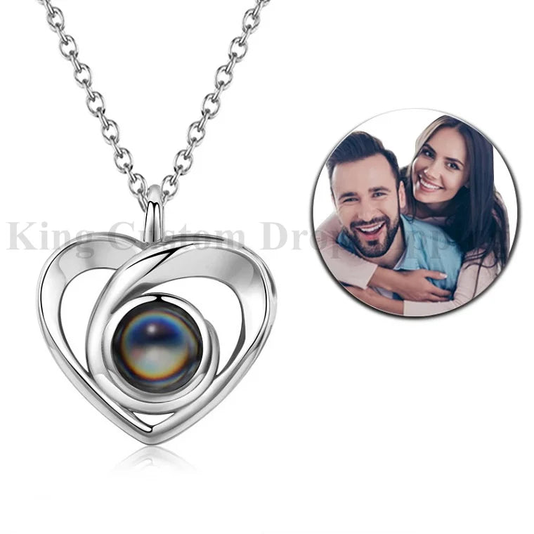 Personalized Projection Cross Heart Necklace