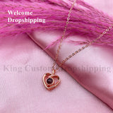 Personalized Projection Cross Heart Necklace