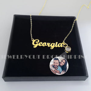 Photo and Text Name Necklace for Girlfriend