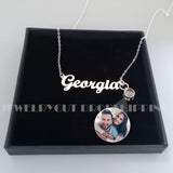 Photo and Text Name Necklace for Girlfriend