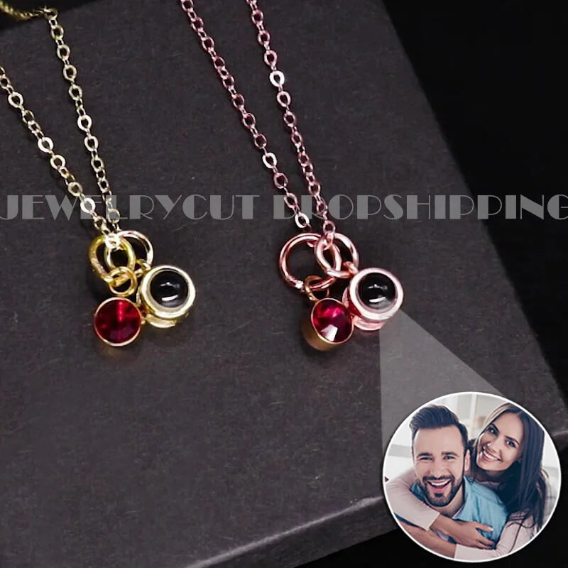 Projection Necklace Birthday Stone Pendant Gift for Family Collectable