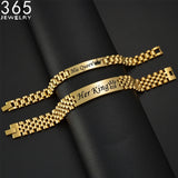 Punk Style Stainless Steel Engraved Name Date Bracelet Thick Chain