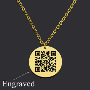 Personalized QR Code Necklace Stainless Steel Pendant