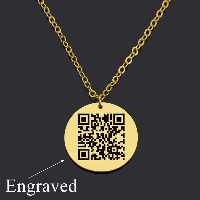 Personalized QR Code Necklace Stainless Steel Pendant