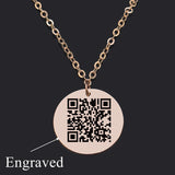 Personalized QR Code Necklace Stainless Steel Pendant