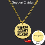 Personalized QR Code Necklace Stainless Steel Pendant