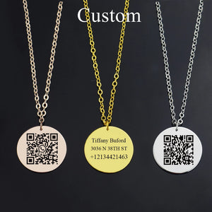 Personalized QR Code Necklace Stainless Steel Pendant