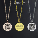 Personalized QR Code Necklace Stainless Steel Pendant