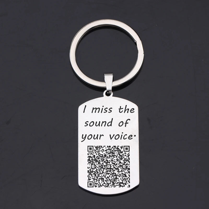 Voice Code Dog Tag Keychain: Miss Your Voice