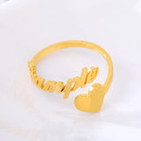 Romantic Heart Name Rings Wedding Jewelry Stainless Steel