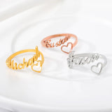 Romantic Heart Name Rings Wedding Jewelry Stainless Steel