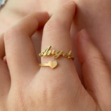 Romantic Heart Name Rings Wedding Jewelry Stainless Steel