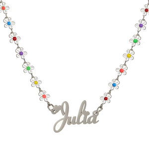 Personalized Romantic Name Necklace with Flower Chain for Women