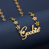 Personalized Romantic Name Necklace with Flower Chain for Women