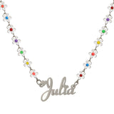 Personalized Romantic Name Necklace with Flower Chain for Women