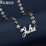 Personalized Romantic Name Necklace with Flower Chain for Women