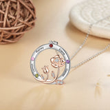 Personalized 2-4 Name Rose Flower Circle Necklace for Women