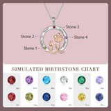 Personalized 2-4 Name Rose Flower Circle Necklace for Women