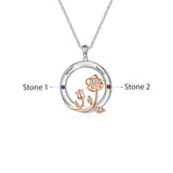 Personalized 2-4 Name Rose Flower Circle Necklace for Women
