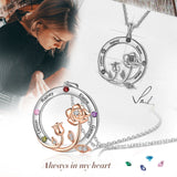 Personalized 2-4 Name Rose Flower Circle Necklace for Women