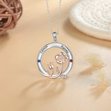 Personalized 2-4 Name Rose Flower Circle Necklace for Women