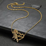 Rose Heart Name Pendant Necklace Red Zircon Letters Choker