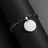 ID Tag Bracelets Engraved Name Date Photo Stainless Steel Adjustable Bangles