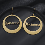Round Name Earrings Personality Stainless Steel Earrings Women Jewelry